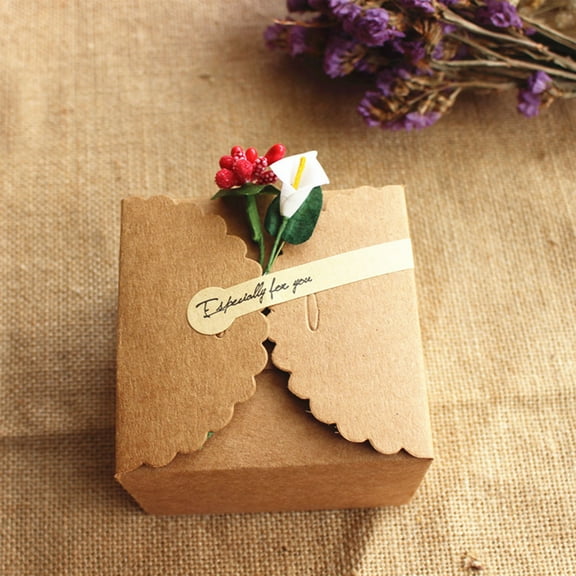 Masteelf 10 Pcs Craft Paper Wedding Favor Boxes DIY Gifts Candy Chocolate Sweets Party Box 9x9x6cm (Without Rope)