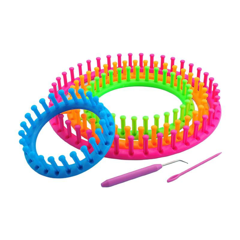 3pcs Reusable Circular Beginner DIY Tool Weaving Small Crochet Hook Manual  Hat Scarf Knitting Loom Kit Plastic Needle Home
