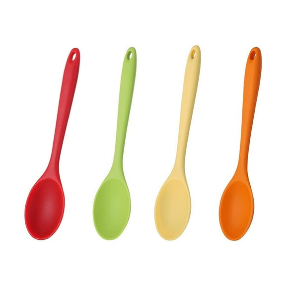 4 Pieces Silicone Spoons for Cooking,Large Silicone Mixing Spoon Set,Nonstick Heat-Resistant Cooking Spoons,4 Colors Kitchen Utensil Spoons for Mixing Baking Cooking Serving Stirring Tools