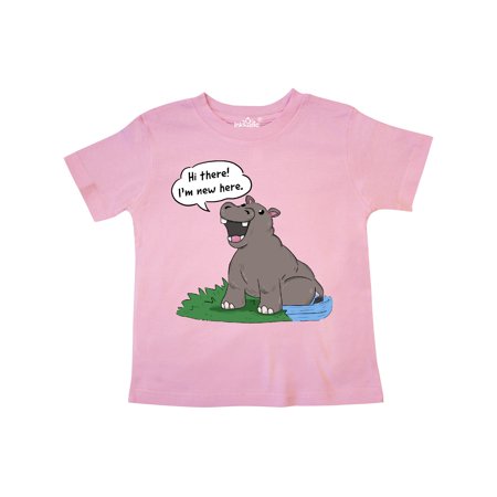 

Inktastic Hi There I m New Here Hippo Gift Toddler Boy or Toddler Girl T-Shirt