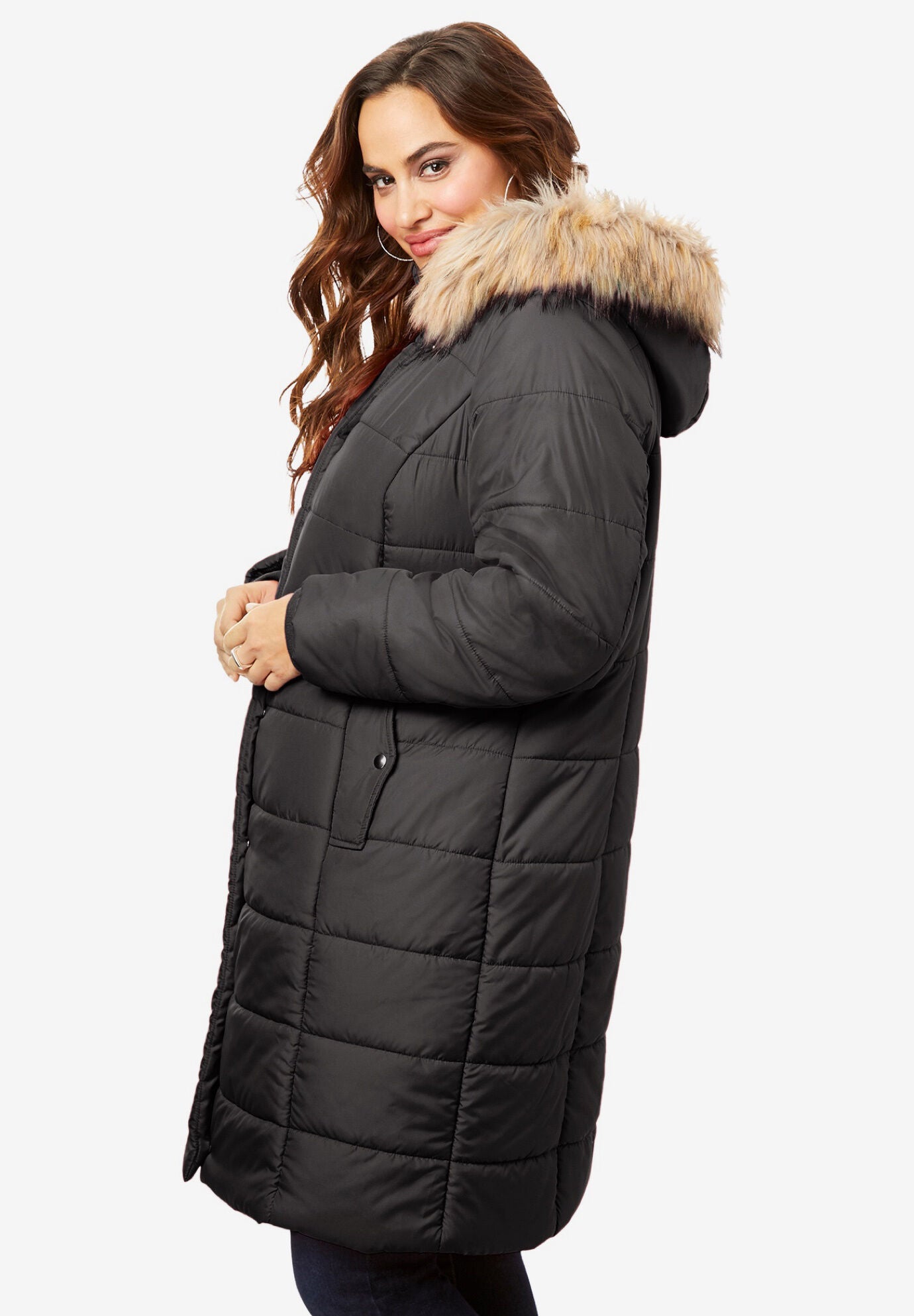 Roaman's Women's Plus Size Knee-Length Puffer Coat photo 2