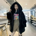 thumbnail image 2 of Women's Mid-Length Jacket Winter Warm Hooded Outerwear Soft Imitated Loose Fit Cozy Fashion Coat For Cold Weather, 2 of 6