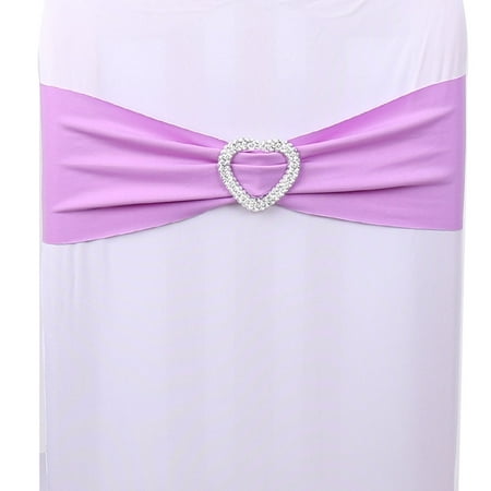 Christmas Chair Sashes Spandex Stretch Heart Decor Wedding Banquet Chair Cover Sash Bands Light Purple ()