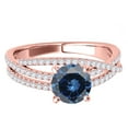 thumbnail image 2 of Mauli Jewels Engagement Rings for Women 1.30 Carat Halo Split Shank Blue Diamond Engagement Ring Crafted 4-prong 14k Solid Rose Gold, 2 of 7