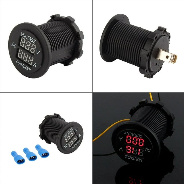 Ymiko Voltmeter Ammeter, DC 12-24V Car Dual LED Voltmeter Ammeter, For Motorcycle Car Battery