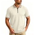 thumbnail image 5 of Rrxhxhs Golf Shirts for Men Geometric Trim Collared Quarter Zip Short Sleeve Breathable Casual Tops,L, 5 of 6