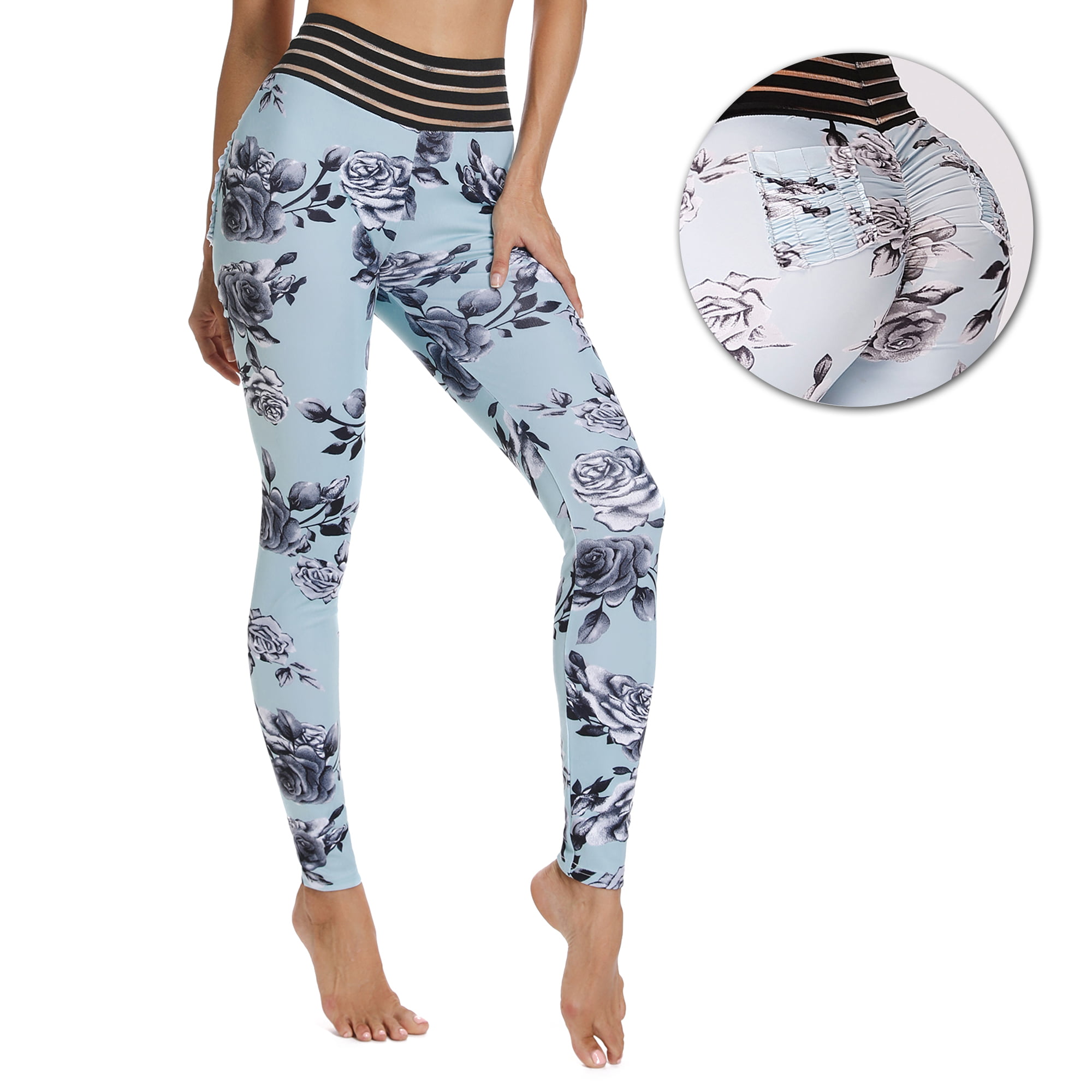 Details about   Womens High Waist Yoga Pants Leggings Butt Lift Floral Fitness Gym Trousers 