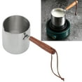 thumbnail image 3 of Small Saucepan, Induction Bottom Stainless Steel Warmer 450ML With Wooden Handle For Leftovers For For Cheese, 3 of 8