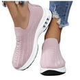 thumbnail image 2 of BYHONG Women's Casual Flat Sneakers Solid Color Lightweight Casual Sneakers Casual Shoes for Women Pink 8.5, 2 of 8
