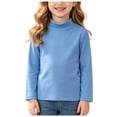 thumbnail image 3 of Ulanda Toddler Girls Mock Turtleneck Shirts Long Sleeve Thermal T-Shirt Cotton Girl Soft Basic Pullover Tops (Sky Blue, 7-8 Years), 3 of 5