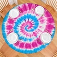 thumbnail image 2 of Pink Blue Tie Dye Spiral Round Fitted Tablecloth with Elastic Edge,Dining Table Cover Waterproof,Outdoor Round Tablecloth for Camping,Dining,Indoor and Outdoor, 2 of 7