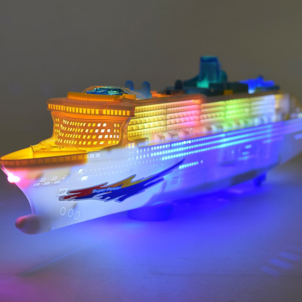 Bateau De Croisière électrique – LED Clignotantes, Sifflet, Roues Au Sol – 49 Cm – 3 Piles AA – Dès 3 Ans