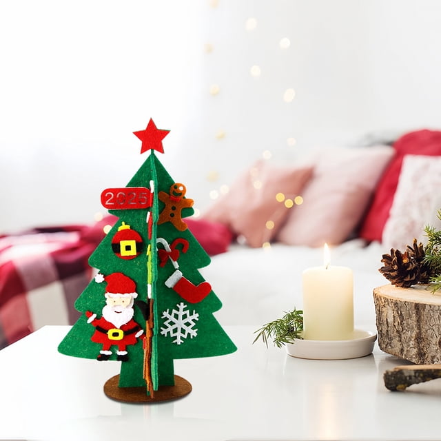 2 piezas Regalos de Navidad Decoraciones navideñas Árbol de Navidad de fieltro de bricolaje 3D, Árbol de Navidad de fieltro de bricolaje hecho a mano