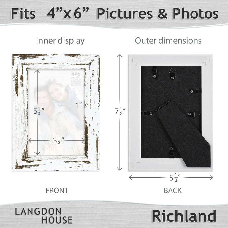 Langdon House 4x6 Picture Frames (Distressed White, 6 Pack) Farmhouse Style, Richland Collection