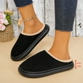 thumbnail image 5 of Xfvqtps Fluffy Slippers for Women Winter Warm Lined Suede Flatform Slip on Furry Cozy Indoor and Outdoor Plush Shoes Mules Black, 5 of 9