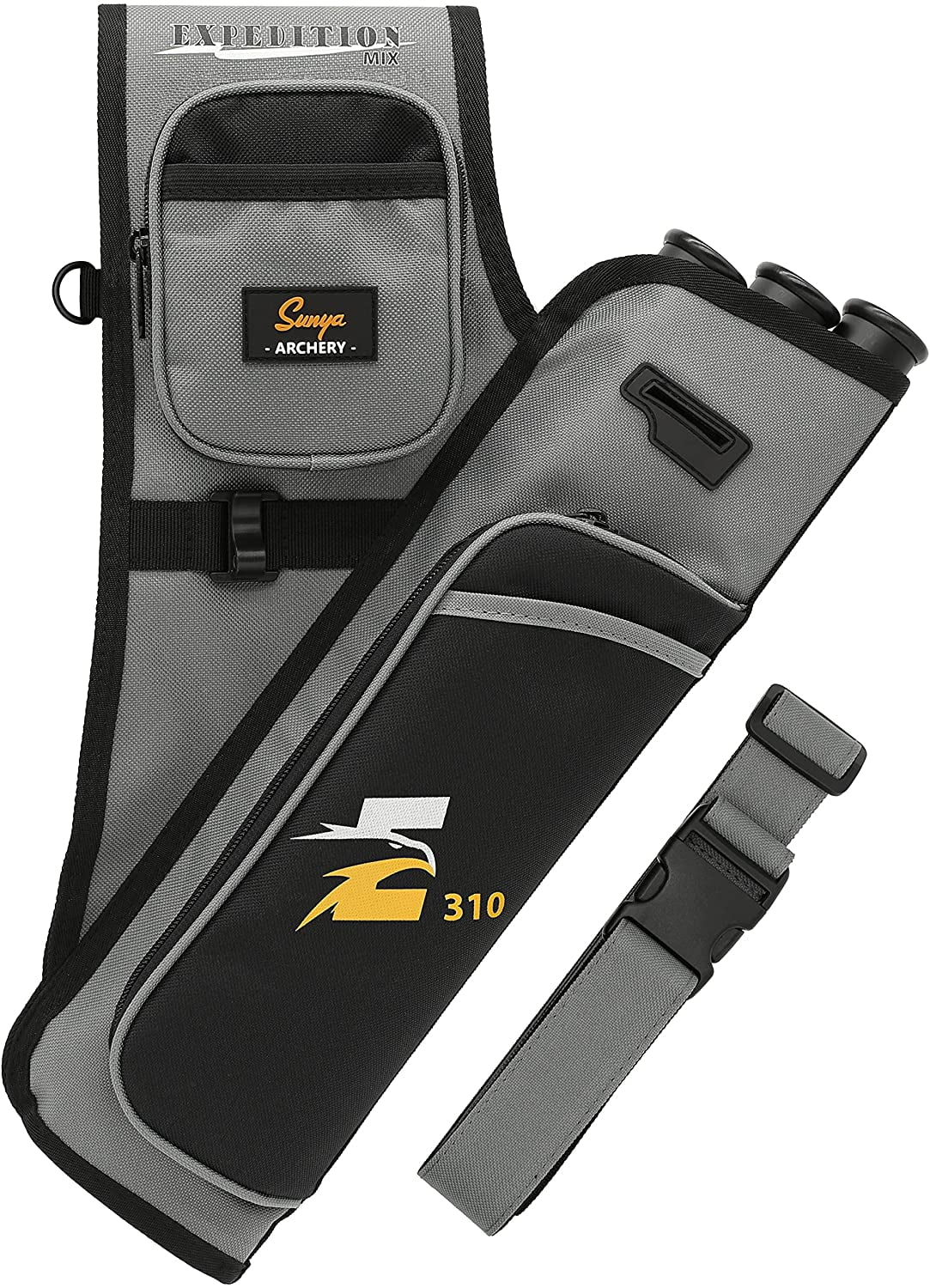 SUNYA Archery Hip Quiver for Arrows. Includes 3 Tubes, Tab and Release