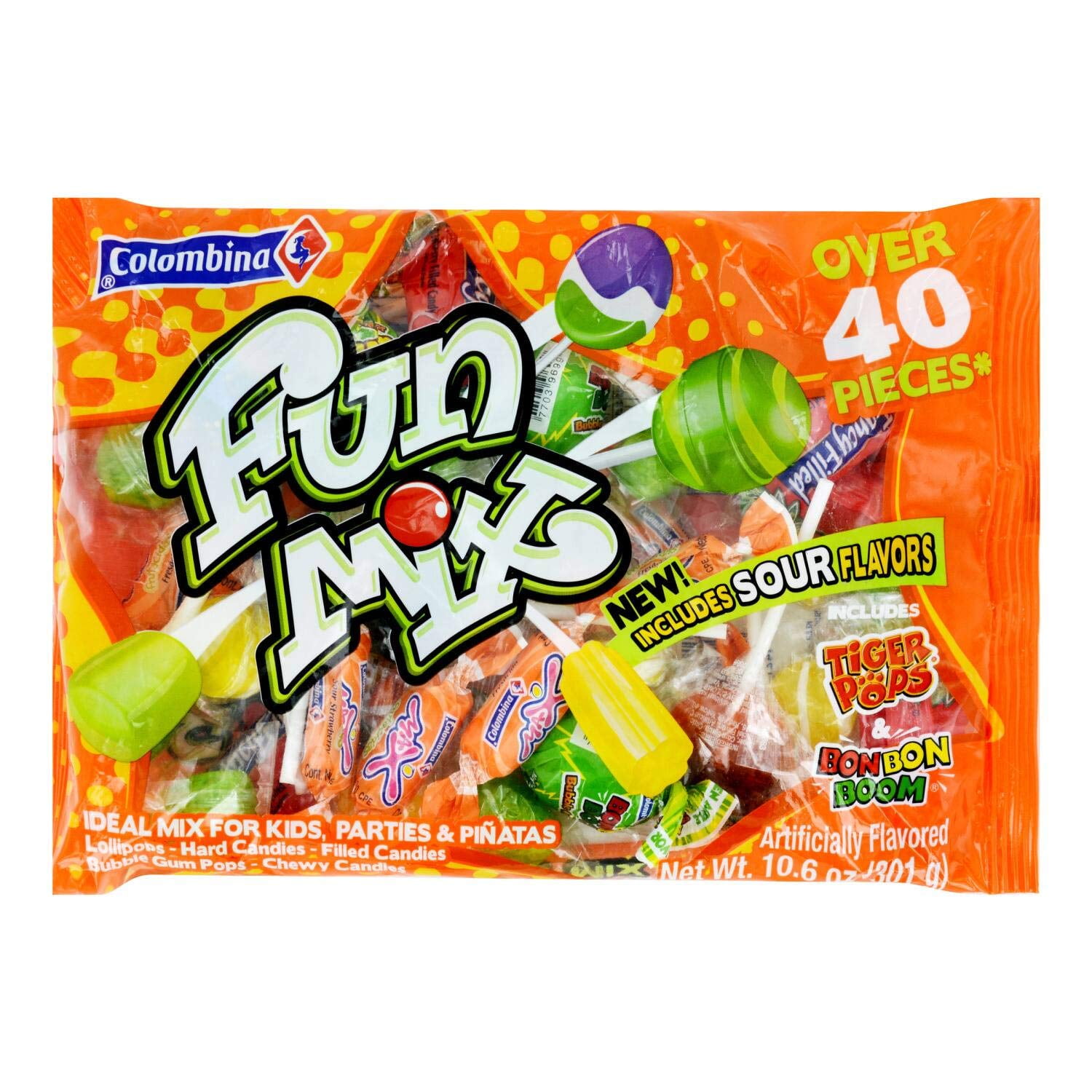 Colombina 1 Bag Fun Mix Candy Assortment Includes Bubble Gum Pops 