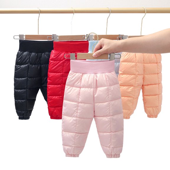 KYAIGUO Baby Boys Girls Winter Snow Pants 9M-6Y Infant Warm High Waisted Windproof Trousers Toddler Lightweight Puffer Down Pants