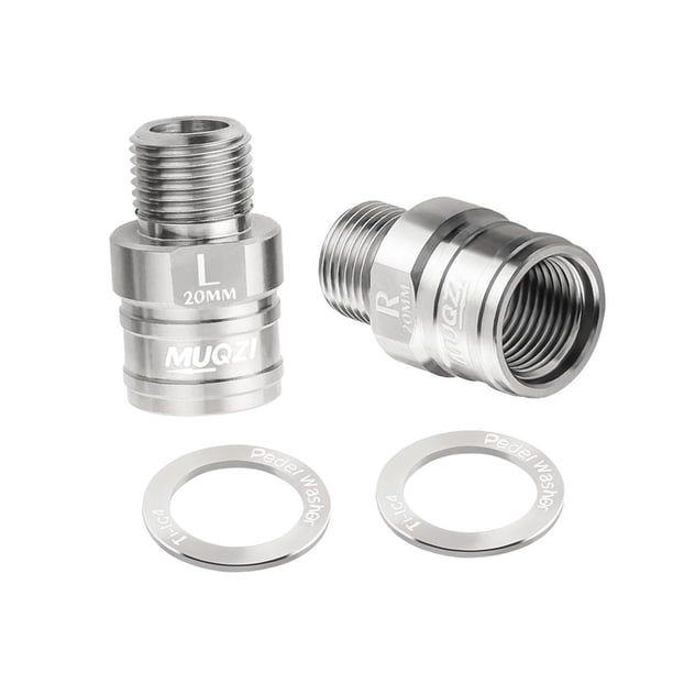 Extensor de Pedal de bicicleta de 2 uds., 20mm, accesorio para bicicleta, espaciador de Pedal resistente y extendido, eje de extensión de Pedal para Plata
