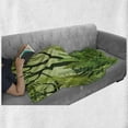 thumbnail image 6 of Plant Soft Flannel Fleece Throw Blanket, Cartoon Style Jungle Depiction Hand Drawn Digital Rainforest Leaves Bushes Trees, Cozy Plush for Indoor and Outdoor Use, 50" x 60", Forest Green, by Ambesonne, 6 of 6
