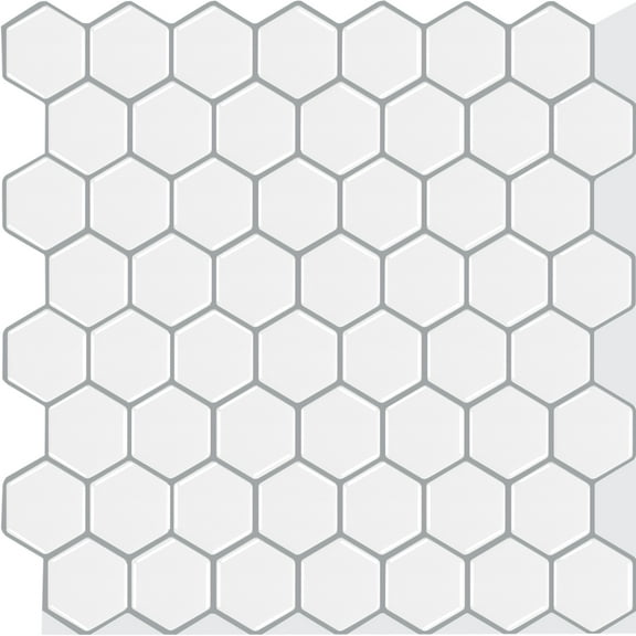 clevermosaics Waterproof Hexagon Vinyl Mosaic Tile for Bathroom Backsplash, Removable (10 Tiles/Set)