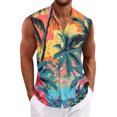 thumbnail image 4 of Hogleaql Men's Summer Sleeveless Dress Shirts Tank Top Button Down Hawaiian Tank Top Tropical Graphic Vacation Trendy Beach Shirts White 2XL, 4 of 6