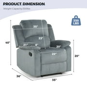 Bonzy Home Recliner Chair with Soft Padded Headrest and Armrest, Theater Reclining Chair Sofa for Living Room and Bedroom