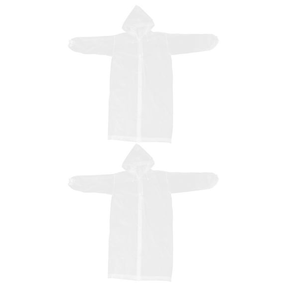 Hemoton 2 Pcs Eva Raincoat Waterproof Rain Poncho Reusable Long Raincoats Hooded Rain Wear For Men Women Adults Travel Outdoor Activities Transparent