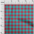 thumbnail image 1 of oneOone Viscose Jersey Turquoise Blue Fabric Gingham Check Craft Projects Decor Fabric Printed By The Yard 60 Inches Wide, 1 of 5
