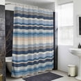 thumbnail image 6 of Xipuska Blue Grey Beige Striped Shower Curtain - Water Repellent Fabric Shower Curtains Washable, Farmhouse Vintage Stripe Decorative Polyester Cloth Bathroom Curtains Modern Bath Decor 36"x72", 6 of 6