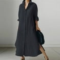 thumbnail image 2 of ZANZEA Women Long Sleeve Button Down Side Split Hem Casual Loose Long Shirt Dress, 2 of 6