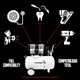 thumbnail image 2 of Compresor de Aire Marietta 1HP 50L libre de Aceite 50L 13 Gal para Dental, 2 of 8
