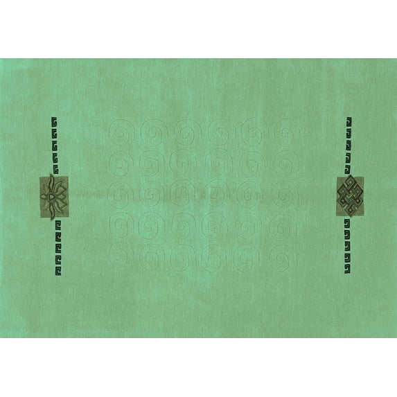 Ahgly Company Indoor Rectangle Abstract Turquoise Blue Modern Area Rugs, 2' x 4'