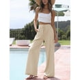 thumbnail image 6 of Maskion Women's Cotton Linen Summer Palazzo Pants Flowy Wide Leg Beach Trousers with Pockets,S Khaki, 6 of 7