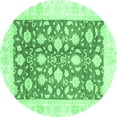 thumbnail image 1 of Ahgly Company Indoor Round Oriental Emerald Green Traditional Area Rugs, 4' Round, 1 of 4