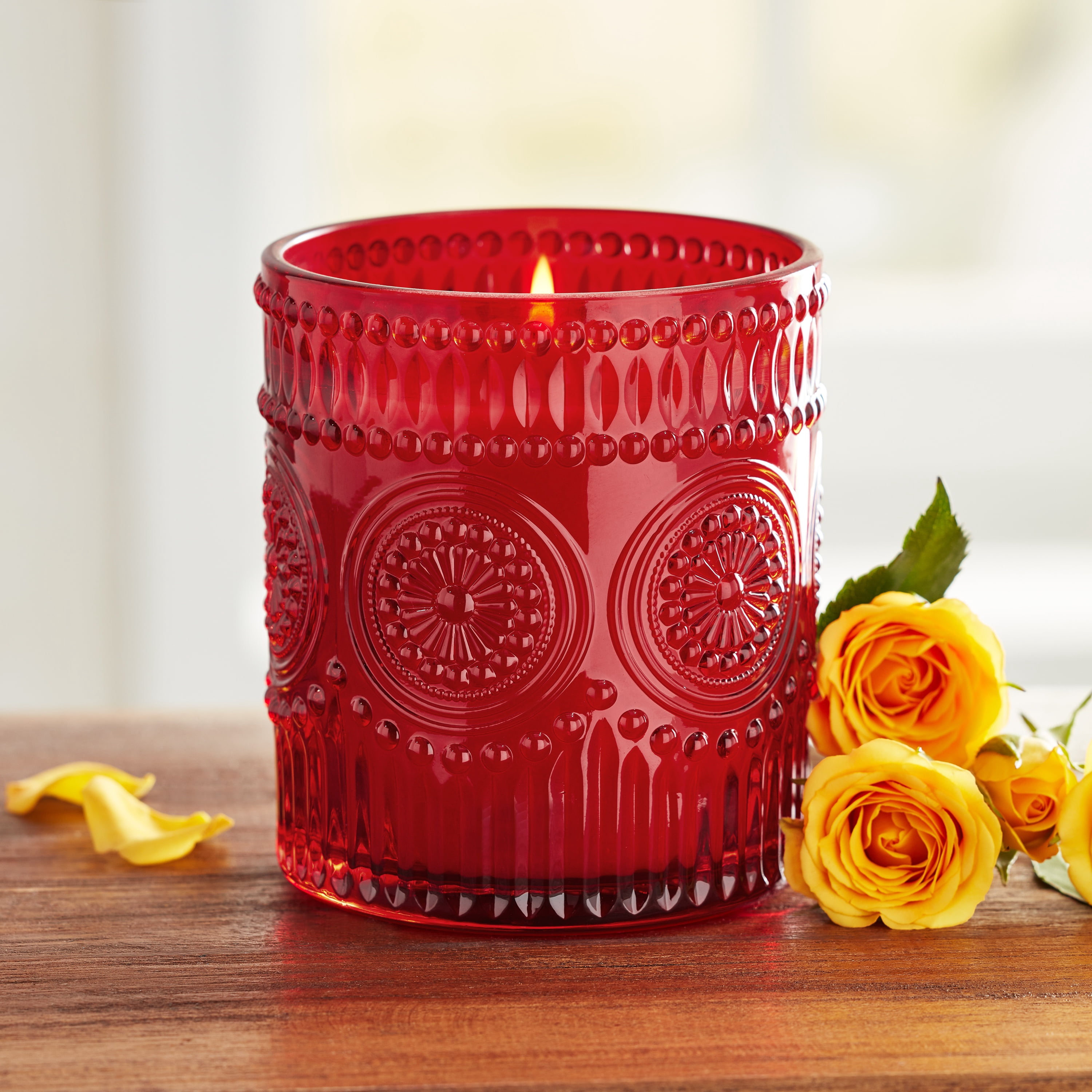 The Pioneer Woman Adeline Collection Peony Rose Candle, 12 oz, Reusable Glass