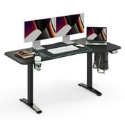 LINSY HOME 63''W Stand Up Desk,Electric Height Adjustable Standing Desk,Adjustable Ergonomic Desk,Splice Board Home Office Computer Standing Table,black