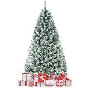 Gymax 7.5ft Snow Flocked Hinged Artificial Christmas Tree Unlit Holiday Decor