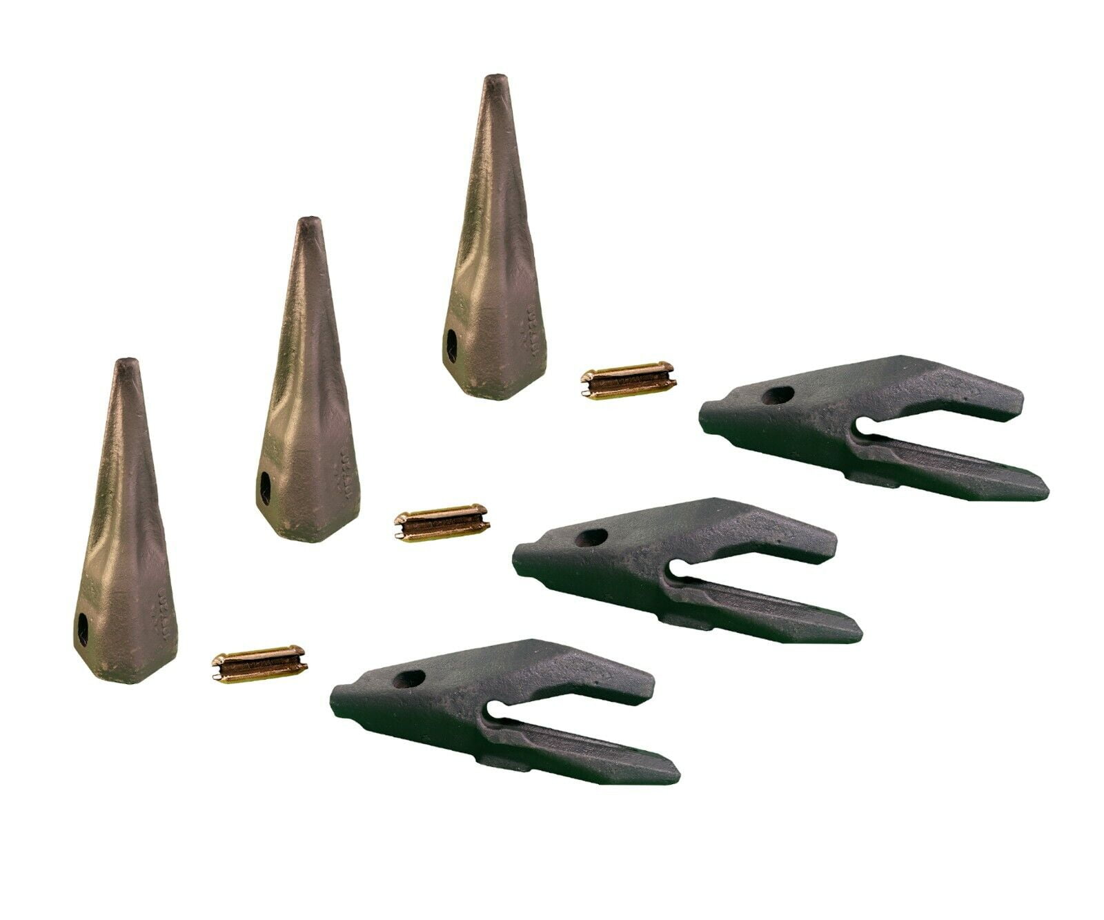 3 Backhoe Bucket Adapters(3/4" Lip), Sharp Teeth, & Pins fits CAT
