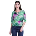 thumbnail image 4 of Moomaya Printed Keyhole Neck Ring Top Casual 3/4th Sleeve Tees Tank Tunic Top, 4 of 5