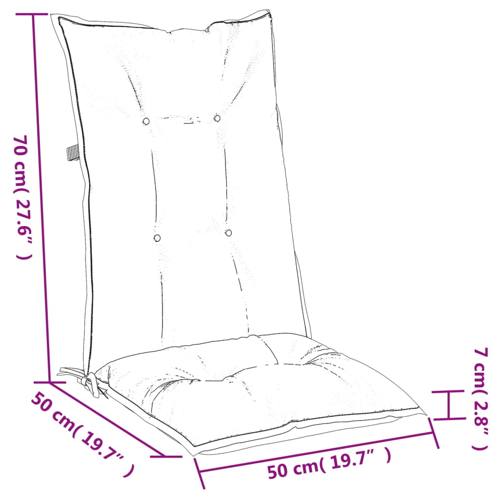 vidaXL Highback Chair Cushions Outdoor Seat Pad Garden Patio Furniture Fabric