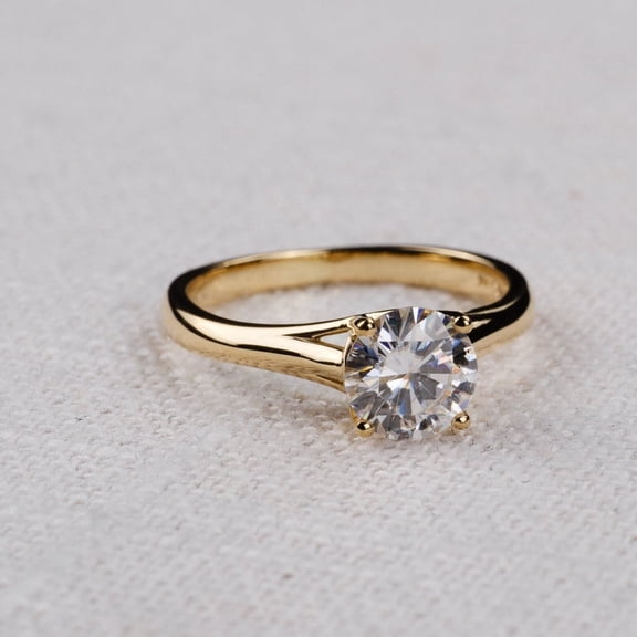 1.00 Ct Round Cut Lab Created Diamond Engagement Ring 14k Yellow Gold Plated