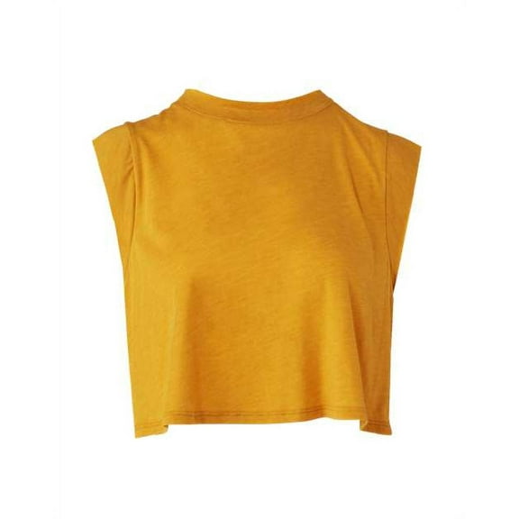 Bella & Canvas B10706143 Women FWD Fashion Festival Crop Tank Top, Mustard Triblend - Small
