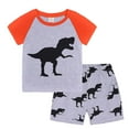 thumbnail image 2 of Toddler Summer Boys Outfits Dinosaur Print Pajama Short Sleeve Shorts Set Casual Sleepwear 1-6T, 2 of 6