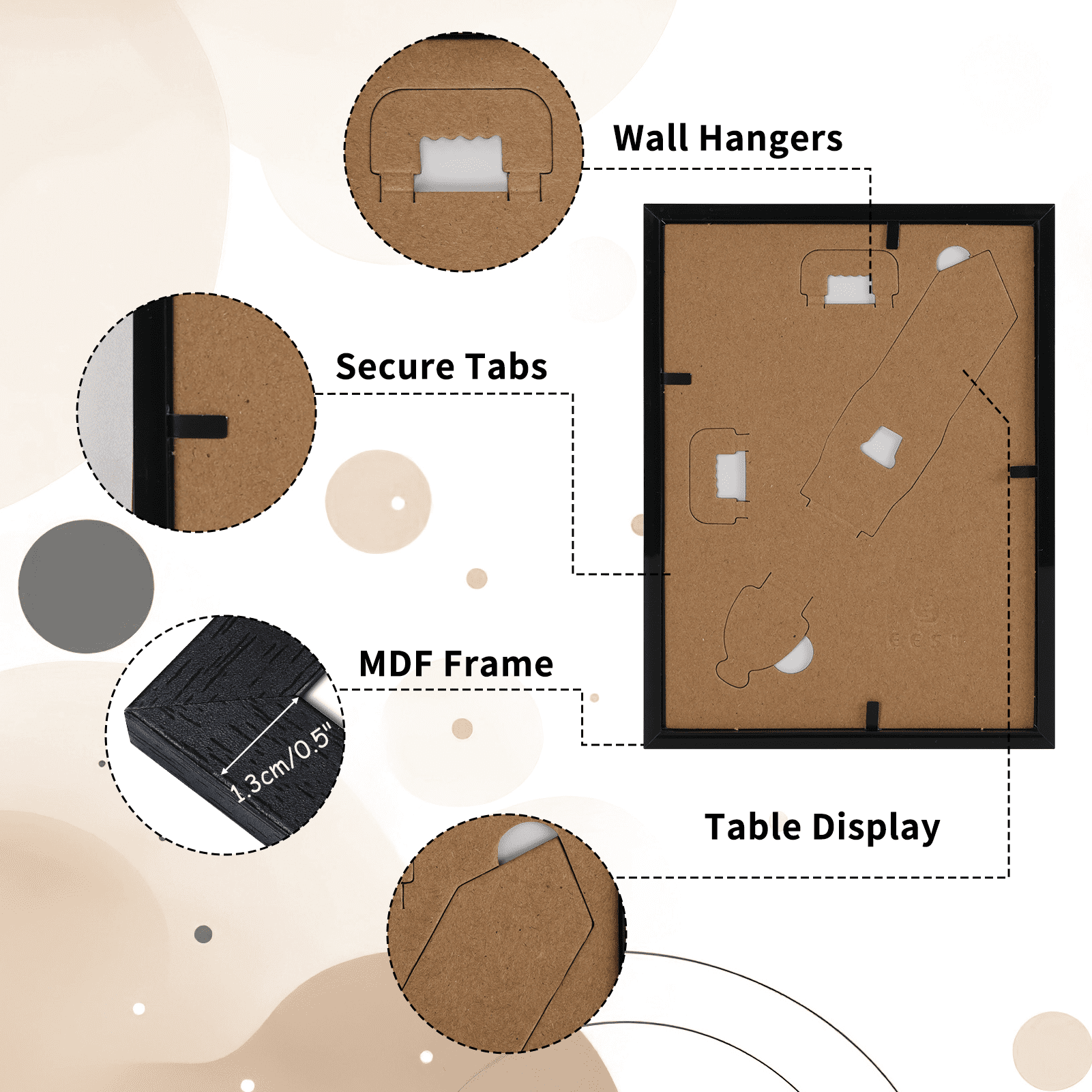 15Pack 5x7 Picture Frames, Display 5 by 7 Photos with Mat or 6x8 Photos without Mat, Multi Frames Bulk for Wall, Tabletop Ecor, Black