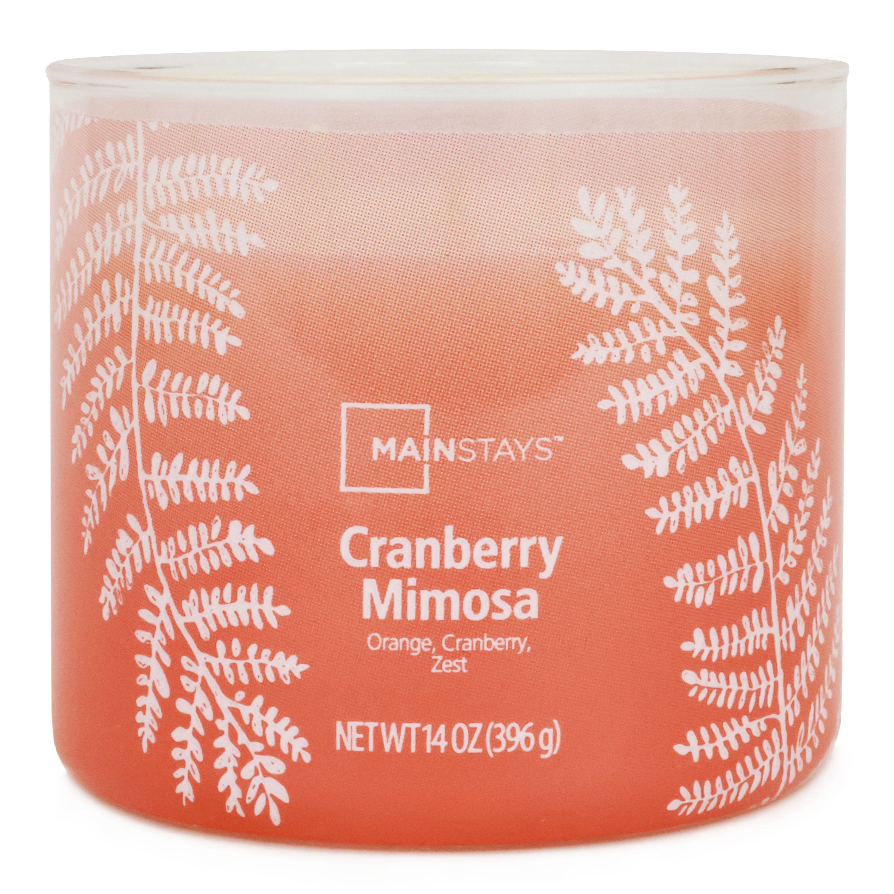 (3 pack) Mainstays 3-Wick Ombre Wrap Cranberry Mimosa Candle, 14 Ounce