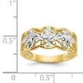thumbnail image 3 of Finest Gold 14K Yellow Gold Rhodium Diamond-Cut Wave Ring - Size 6, 3 of 5