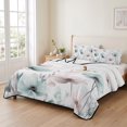 thumbnail image 2 of King Quilt Set 96''x106'', Teal Pink Spring Floral Lightweight Bedspread Coverlet Set with 2 Pillow Shams, Summer Botanical Watercolor Breathable All Season Quilt Bedding for Bedroom/Guest Room, 2 of 9