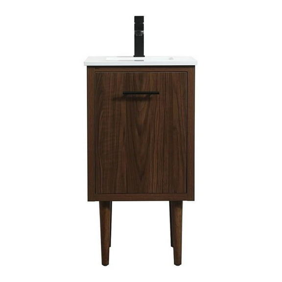 18 inch single bathroom vanity in walnut