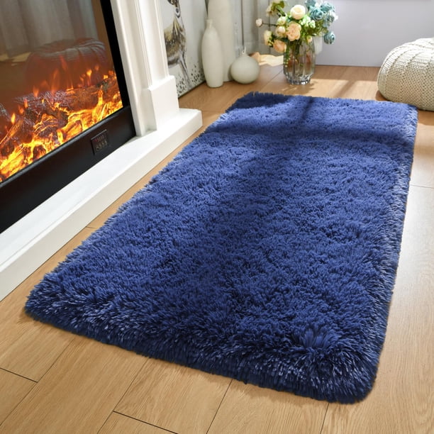Alfombra Merelax Shaggy Small Shaggy Plush, antideslizante, 61 x 122 cm, color azul marino